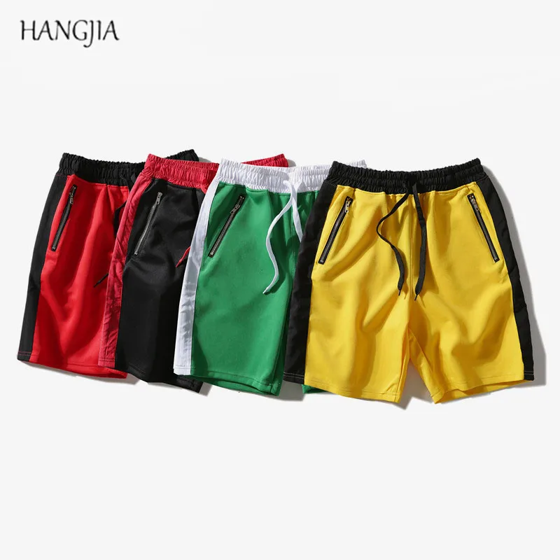 [HANGJIA] High Street Men's Side Zipper Joggers Shorts Hit Color ...