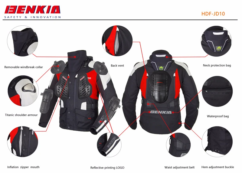 BENKIA мотоциклетная куртка мужская зимняя мотоциклетная гоночная куртка Защитное снаряжение для мотокросса гоночная куртка для бездорожья включает в себя защиту шеи