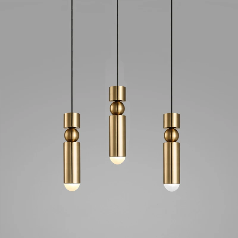 

3pcs led Pendant Lamp Gold Long Tube light Nordic modern pendant lights Kitchen Dining Room Bar Counter Decoration Home Lighting