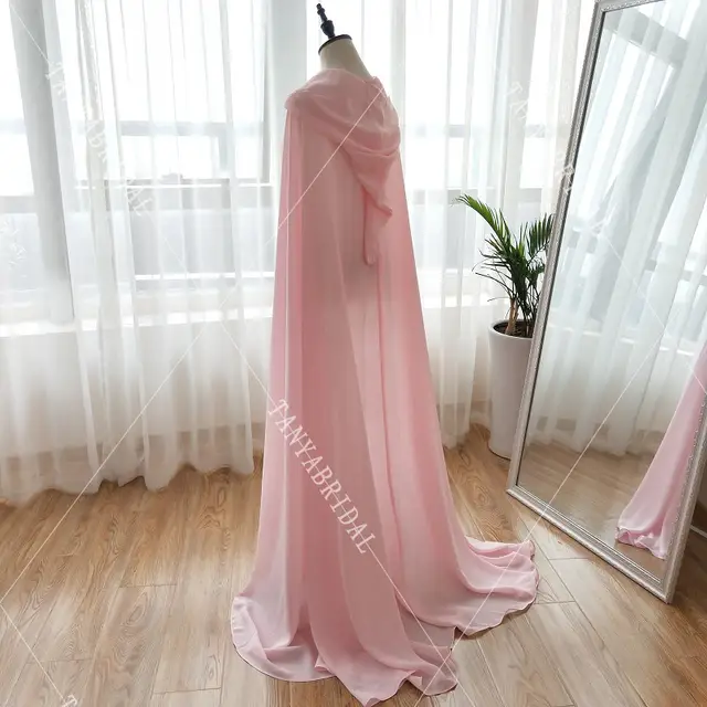 Pink Chiffon Cinderella Medieval Cloak Bridal Cape Cloak Winter