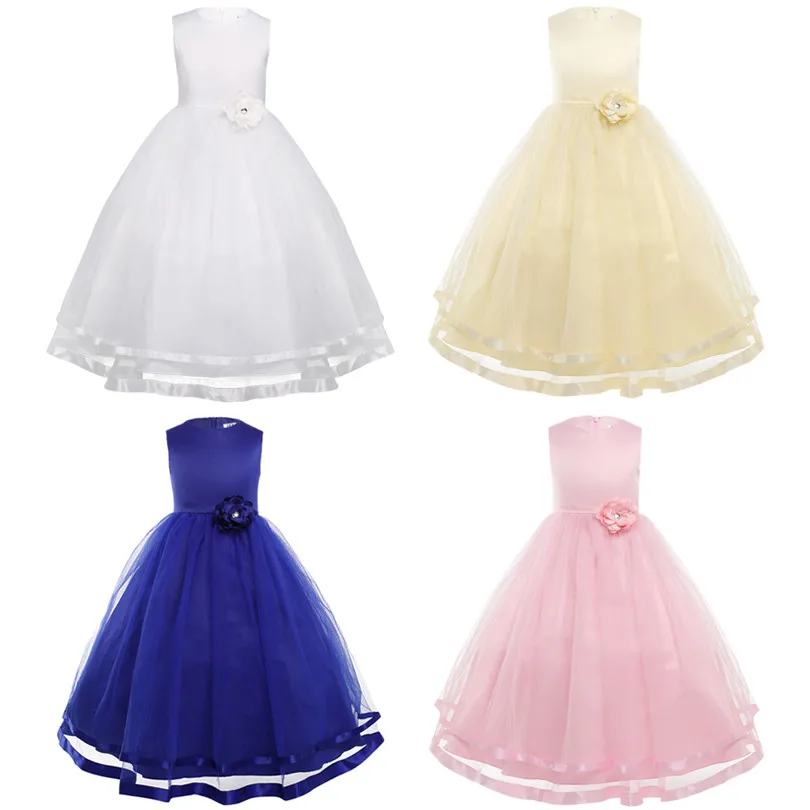 TiaoBug B/éb/é Fille Robe Princesse Bapt/êtme Robe Fleur Tulle Broche P/étales Jupe Robe Soir/ée C/ér/émoie Mariage 3-24 Mois