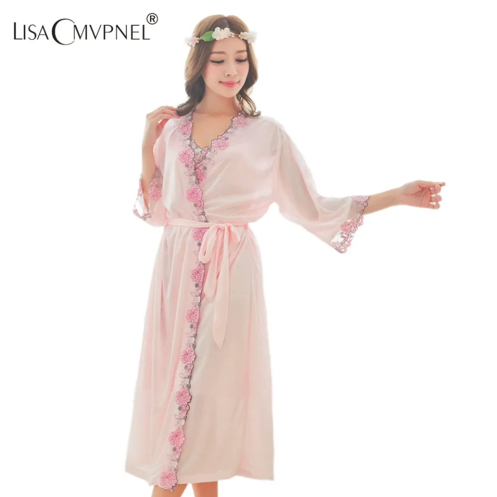 

Lisacmvpnel women's quality full optical viscose robe set comfortable breathable plus size embroidered Bathrobe