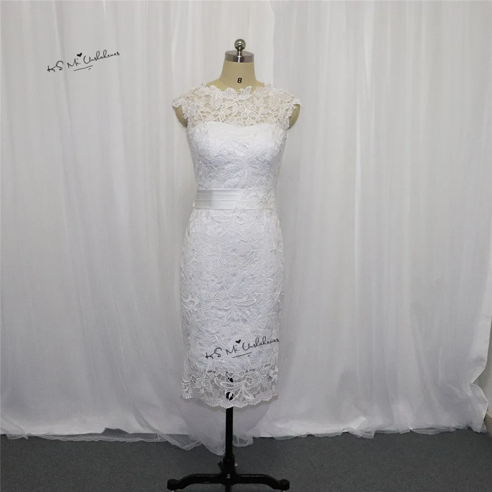 Дешевые Короткие невесты Платья для женщин Vestido De Noiva Курто Mariage Кружево свадебное платье 2017 по колено Свадебная вечеринка платья trouwjurk