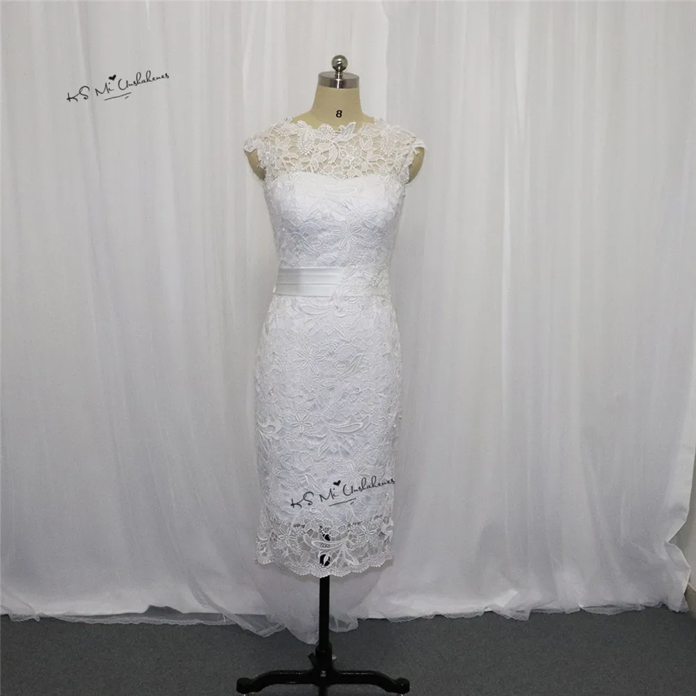 Beautiful White Or Ivory Lace Knee Lenght Wedding Dress - Uniqistic.com