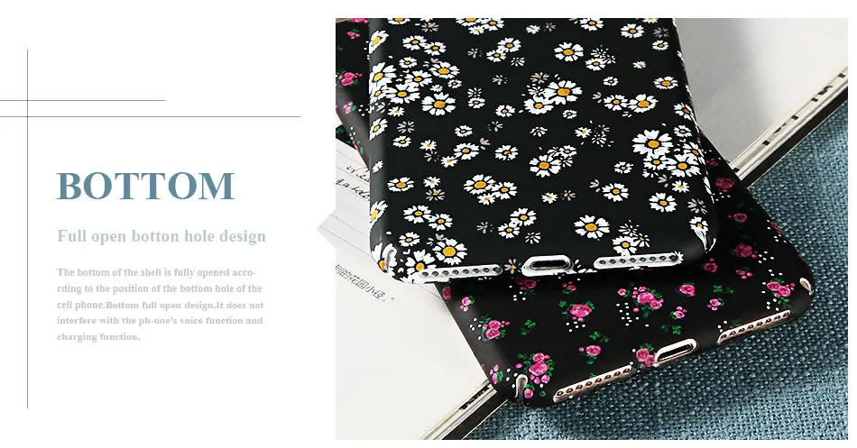 YEMIAO Flower Pattern Case For iPhone 5 5S SE 6 6S 7 8 Plus X Case Vintage Slim Black Hard PC Back Cover For iPhone 8 X 10 Case (2)