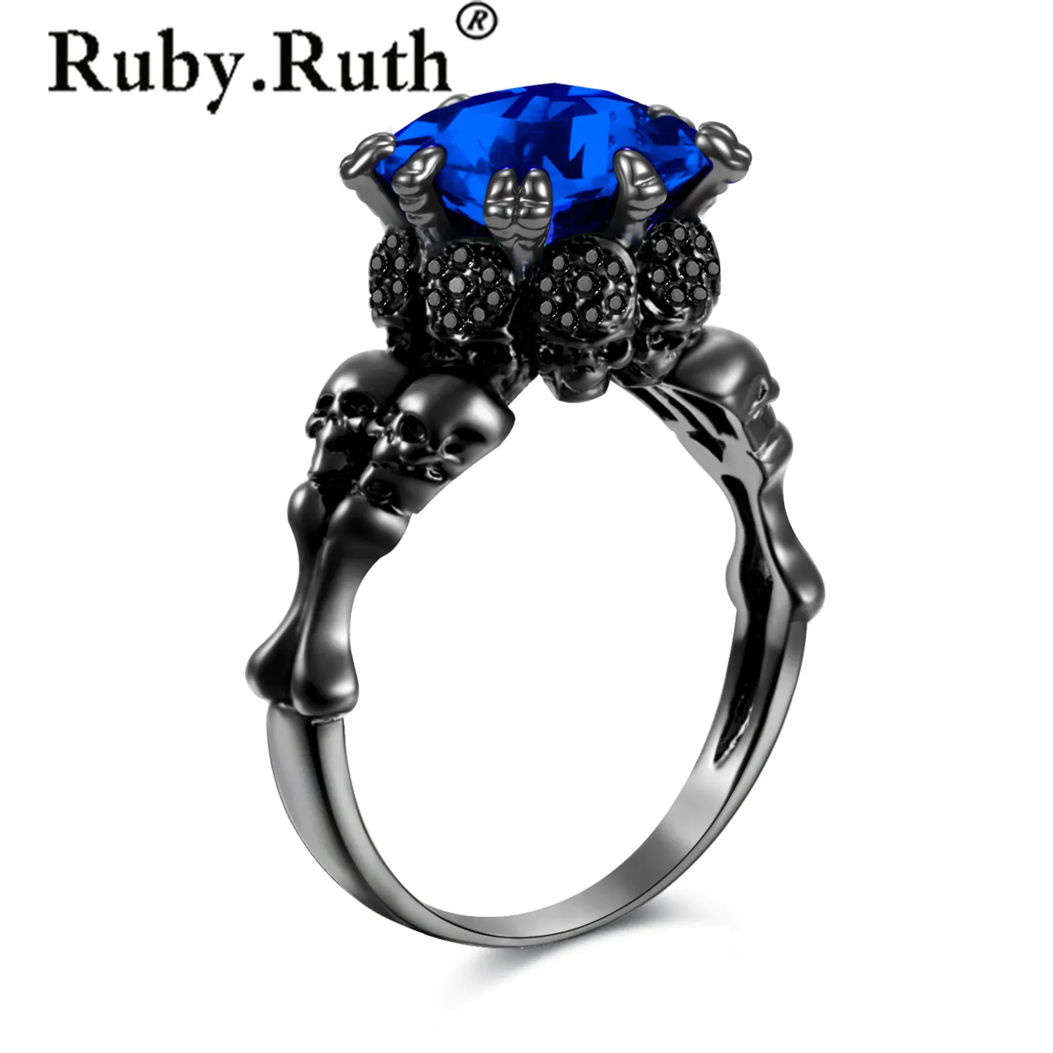

Black Rings Vintage Skull Shaped Ring Purple CZ Cubic Zirconia Fashion for Women Jewelry