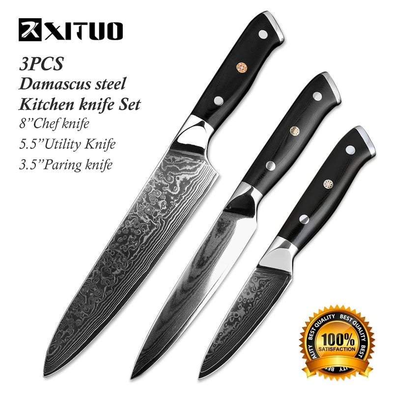 XITUO 3.5"+5"+8" Inch 3pcs Set Kitchen Knife Japanese VG10 ...