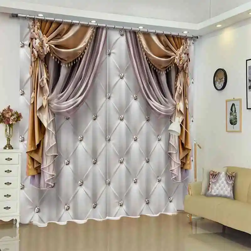 1set Blackout Curtain Creative Picture 3d Print Window Curtains
