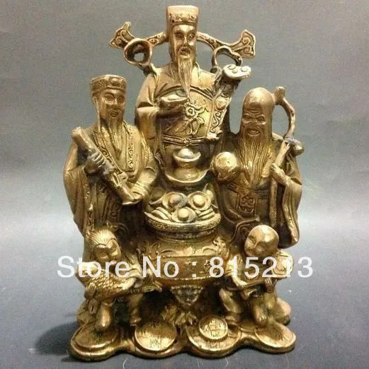 

bi0016 Chinese Bronze Statue w God of wealth&ShouXing