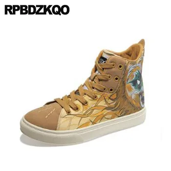 

47 Painting Breathable Trainers High Top Big Size Skate Summer 2018 Hip Hop Men Shoes Luxury Brand Printed 46 Sneakers Runway