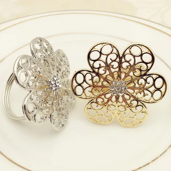 

10PCS hotel supplies sun flower napkin ring diamond napkin ring napkin buckle paper towel ring cloth ring gold / silver