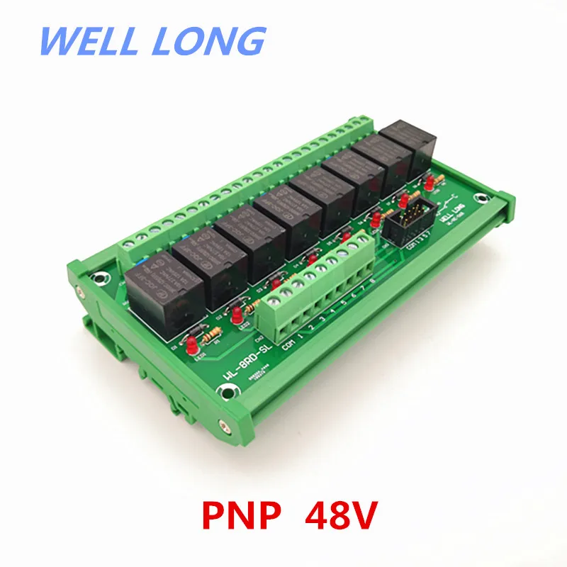 

DIN Rail Mount 8 Channel PNP Type 48V 15A Power Relay Interface Module,HF JQC-3FF-48V-1ZS Relay.