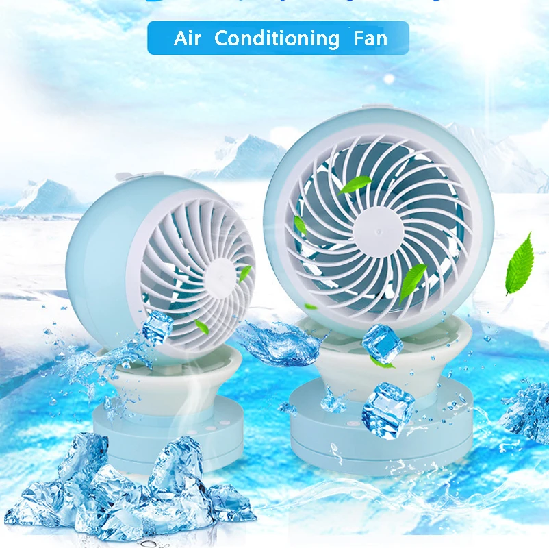 

Mini Portable Fan Enfriador De Aire Desktop Air Cooler Fan With Night Light Humidifier Ventilator USB Lovely Cooling Spray Fans