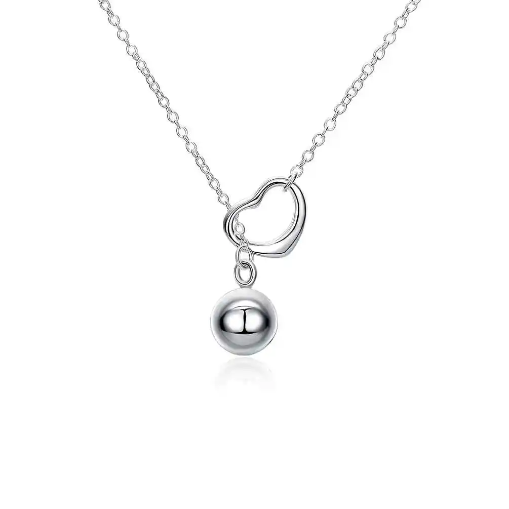 

Kiteal top quality silver plated jewelry necklace fashion cute Heart ball pendant Love Lob Necklace 925 stamp