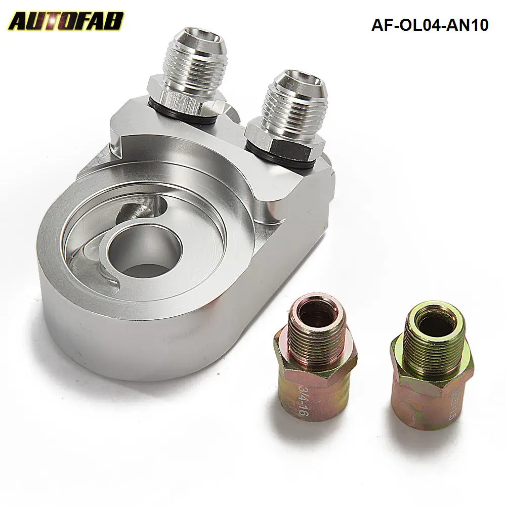Universal Oil Filter Cooler Sandwich Plate Adapter Silver AF-OL04-AN10