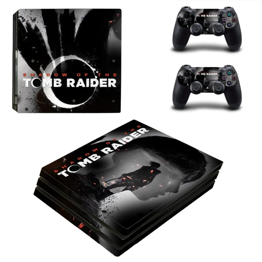 Виниловая наклейка Shadow of The Tomb Raider PS4 Pro для консоли Sony Playstation 4 и 2 контроллера