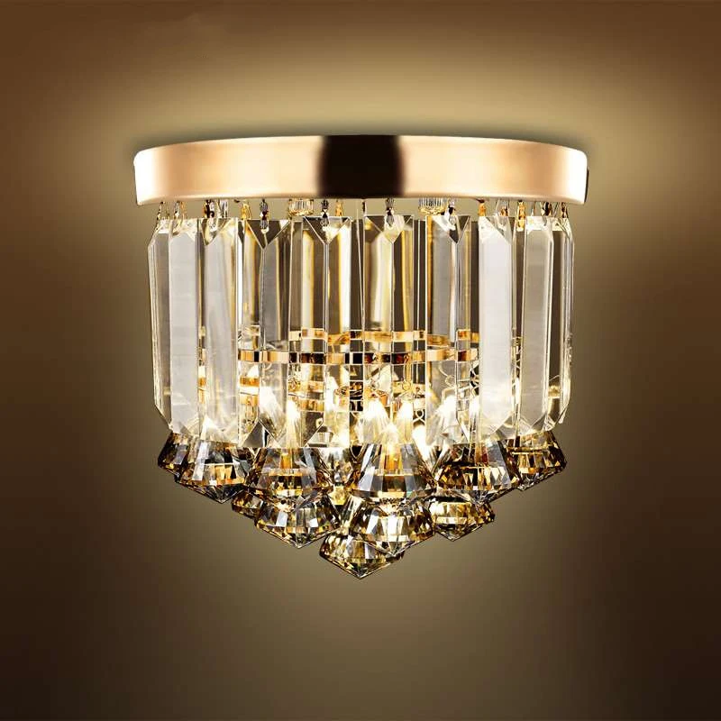 

Modern Crystal LED Ceiling lights Gold Ceiling Lamp For Living room De teto para Crystal Home Decoration Round Home Lighting