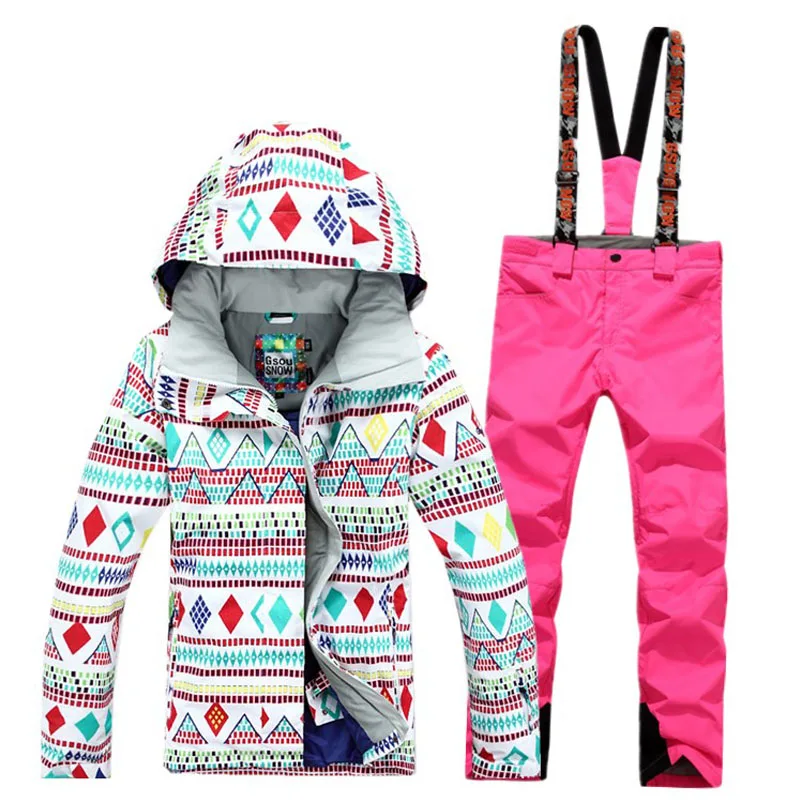 GSOU Снежный бренд лыжный костюм женский водонепроницаемый лыжный костюм+ 10 к сноуборд брюки зимний открытый Сноубординг костюм комплект одежды для снега - Цвет: A6