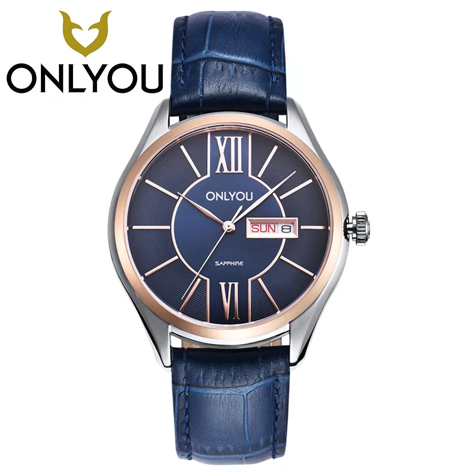 

ONLYOU Brand Men Women Dress Quartz Watch Couples Calendar Table Clock Real Leather Fashion Casual Wristwatches Hot Sale Gift