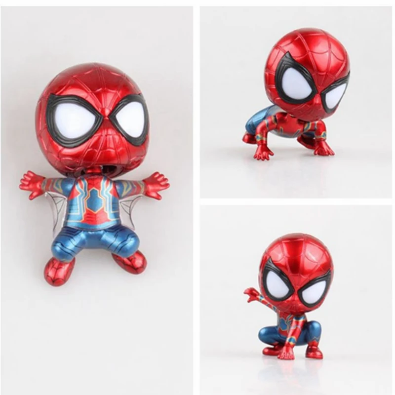 

Spiderman Q version Action Figure shaking his head Kneeling Crawling posture Plating color DOLL Action Collectible Statue Toy