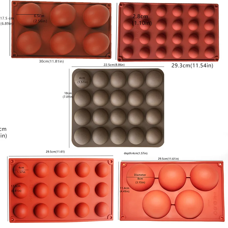 5 шт./компл. полукруг пудинга, изготовленные на станке полушарии Силиконовый Шоколад для кексов форма для самостоятельного изготовления желе для выпекания хлебобулочных изделий декоративные инструменты - Цвет: 5size