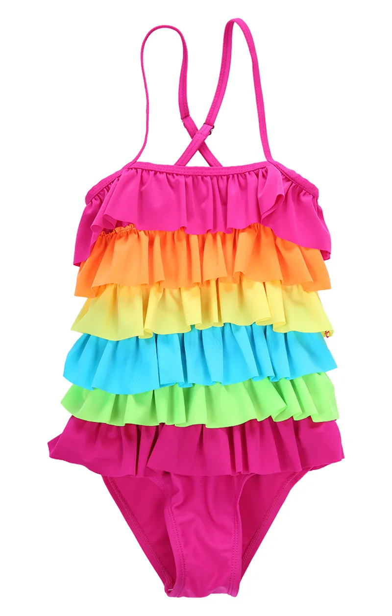 Cute Kids Baby Girl Rainbow Bikini Set Bodysuit One Piece Beachwear