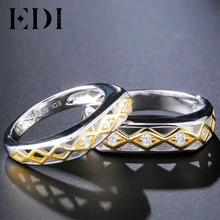EDI Classic Natural Diamond Lovers’ Engagement Ring 14k 585 Two-tone Gold Wedding Bands Fine Jewelry
