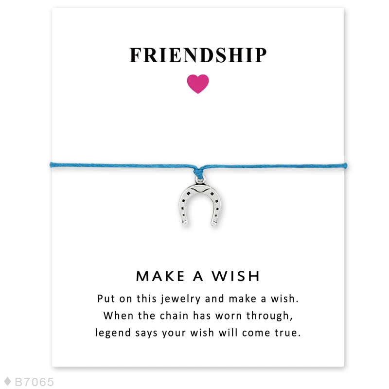 

1PC Fashion Silver Charm Bracelets For Women Girls With Make A Wish Card Bracelet Lucky String Bangles 7319-7322