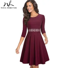 Nice-para sempre 1950’s Retro Em Torno Do Pescoço Elegante Pinup Lace vestidos A-Line A124 Flare Partido Balanço Vestido Mulheres Trabalho Negócio
