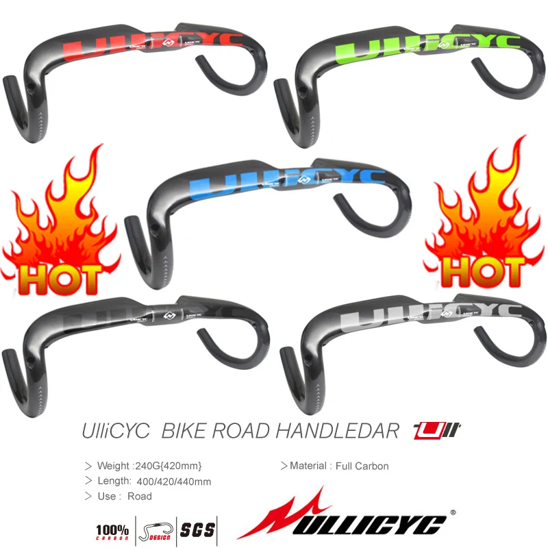 

Ullicyc HOT SALE Ultra-light superstrong Road Bike Handlebar Bent Bar Bicycle Handlebar Carbon Fiber 31.8mm*400/420/440mm