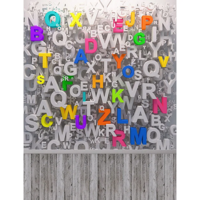 

Vinyl Photography Background Colorful Letters Wall School Computed Printed Children Backdrops for Photo Studio S-2417