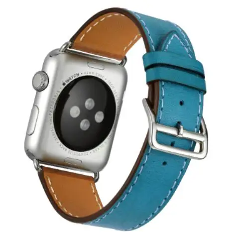 Кожаный браслет для наручных часов iwatch 3/2/1 ремешок для наручных часов Apple Watch, версии 5 4 один тур кожи 38 мм 40 мм 42 44 мм - Цвет ремешка: blue
