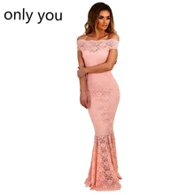 

ONLY YOU Lace Dresses Party Gowns Off Shoulder Ladies Robe de Soiree Navy Fishtail Maxi Dress Vestidos longo de festa LC61481