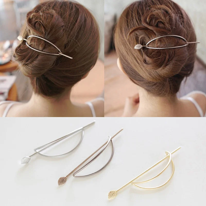 2017 New Fashion Gold and Silver Plated Hair Clasp Jewelry Leaf Hair
