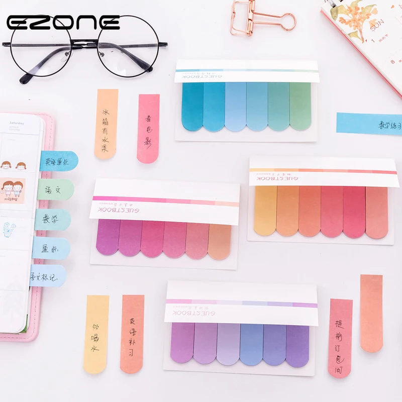 

EZONE Candy Color Sticky Note Mini Memo Pad Self-Adhesive Gradient Ramp Colorful Papers N Tmies Bookmark School Office Supply