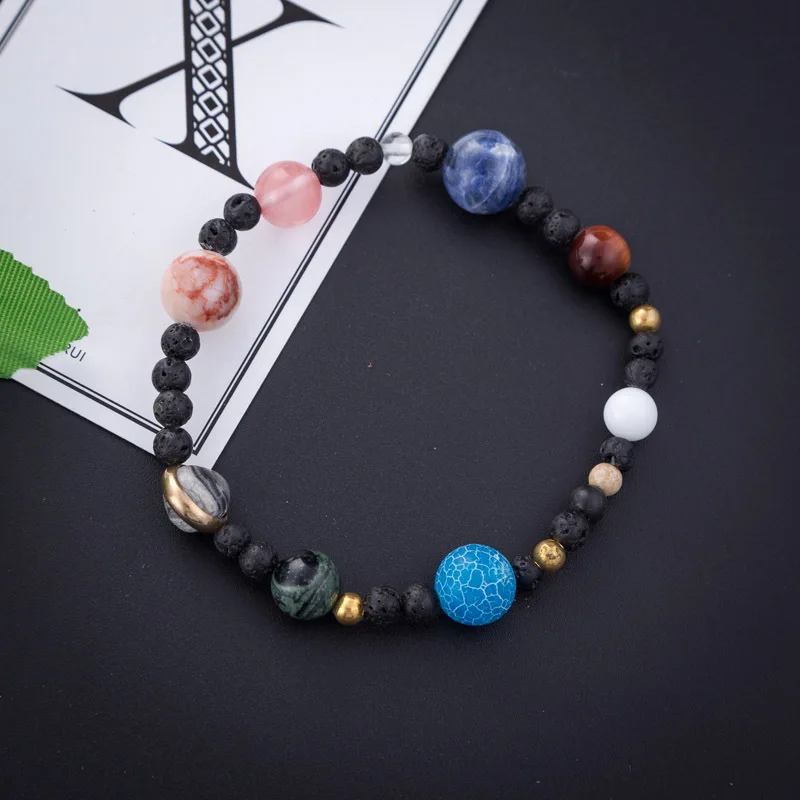 BOEYCJR Вселенная 9 планеты камень бусины браслеты и браслеты модные украшения солнечной системы энергии браслет для женщин или мужчин