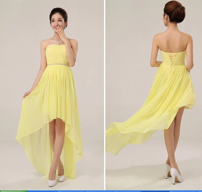 Yellow prom dresses short in front long in back Yellow prom dresses short in front long in back