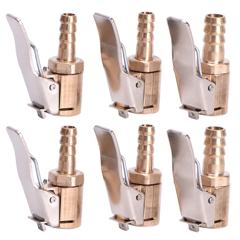 

1Pc 6MM/8MM Tire Valve Air Pump Chuck Clip Clamp Auto Car Truck Tire Inflator Valve Connector Brass