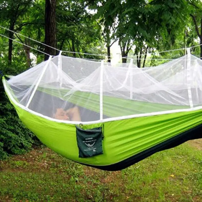 Портативный Открытый Кемпинг гамак висит кровать с москитной сеткой 260x130 см высокая прочность Парашютной ткани палатки спящая гамак