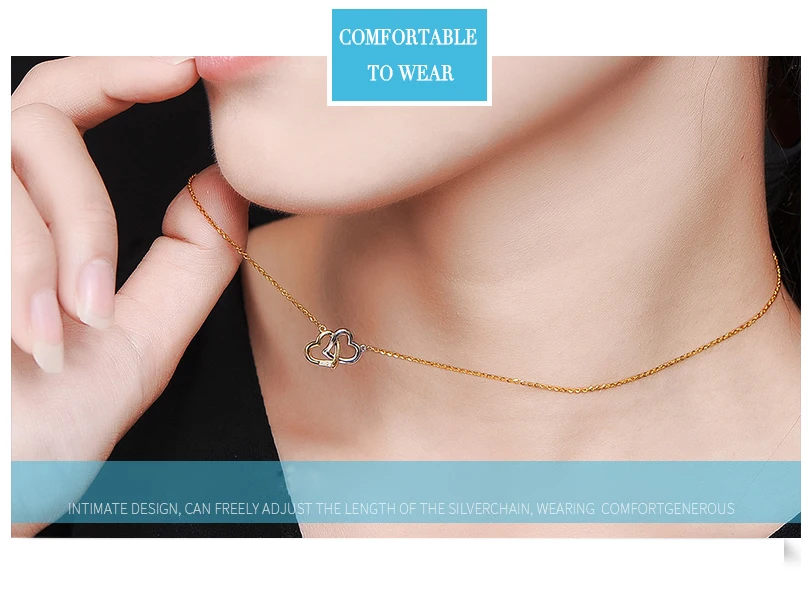 18K Gold Diamond Necklace Pendant Love Heart Lock Chain charm Gift Rose real natural pure women girl lover couple wedding party