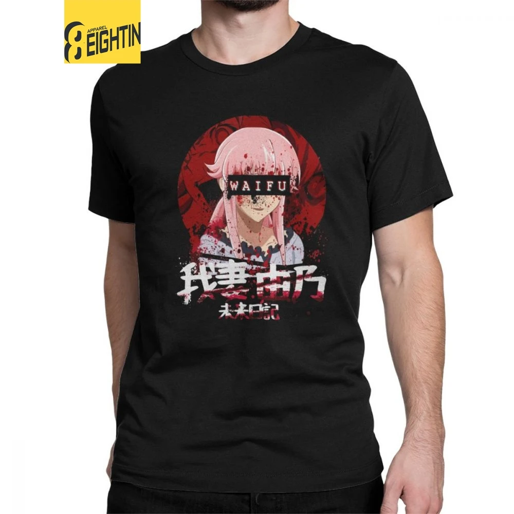 

Men's T-Shirt Yuno Waifu 100% Cotton Tees Short Sleeve Mirai Nikki Gasai Anime Manga Future Dairy Yandere T Shirts Top Gift Idea