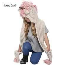 Детская зимняя вязаная теплая шапка с единорогом, шарф ручной работы, милый шарф для детей, плюшевые зимние шарфы из пашмины для мальчиков