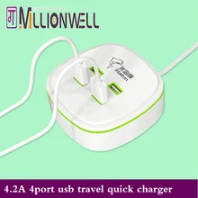 5 В/4.2A 4 порты usb главная/путешествия/настенные/зарядное устройство смарт признание синий свет четыре порта usb зарядное устройство эксклюзивный дизайн