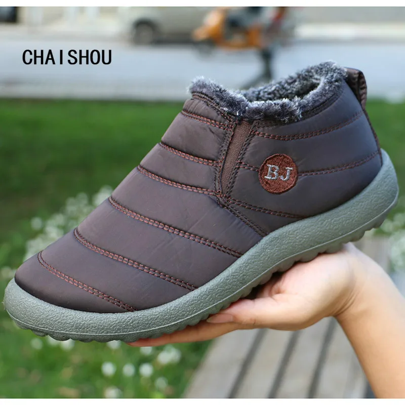 

CHAISHOU women Winter Shoes Solid Color Snow Boots Plush Inside Antiskid Bottom Keep Warm Waterproof Ski Boots plus Size 35-43