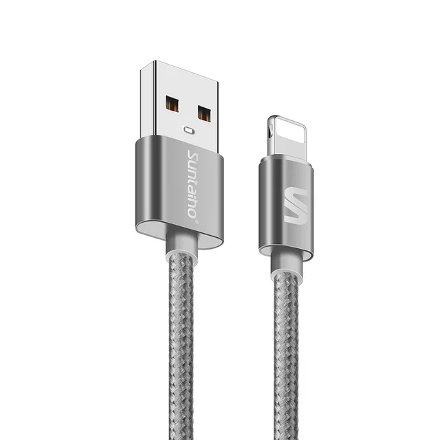 Упаковка из 10 шт. Suntaiho для iPhone X USB кабель для передачи данных, кабель для быстрой Зарядное устройство кабель для передачи данных для iPhone 6 5 s 8 7 Se Nylone тесьмой в количестве 1/2/3 м кабель для мобильного телефона - Цвет: Grey