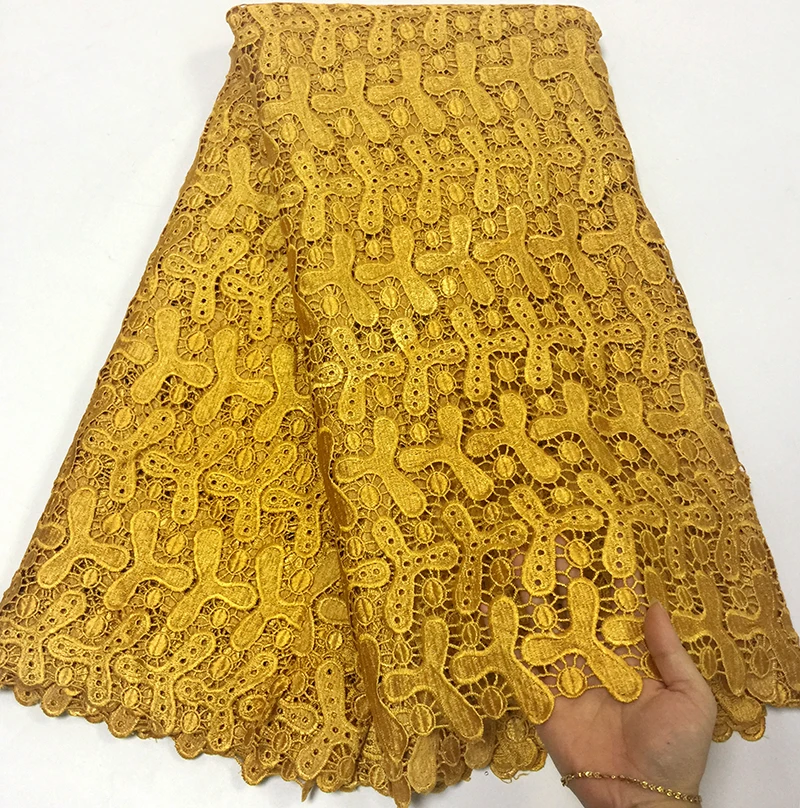 

African Guipure Lace Fabric 2018 New Arrival African Lace fabric Gold Color Cord Lace Guipure Lace Fabric For Dress