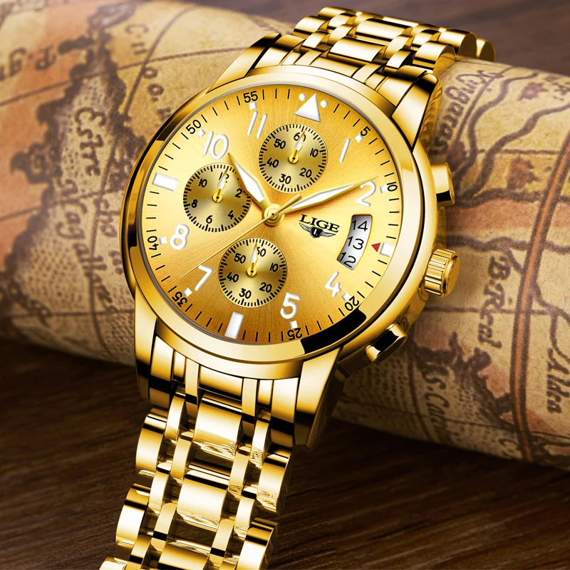LIGE мужские часы деловые Модные Роскошные Топ брендовые кварцевые часы Спортивные Повседневные водонепроницаемые стальные часы Relogio Masculino+ коробка