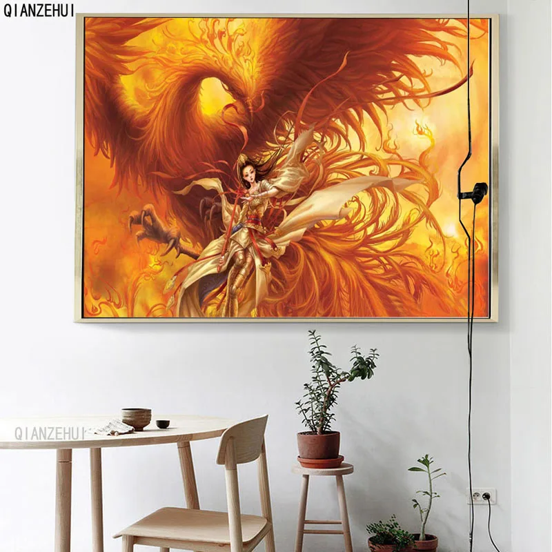 

DIY Rhinestone plastic crafts painting diamond Phoenix dance Square diamond painting cross stitch full diamond embroidery