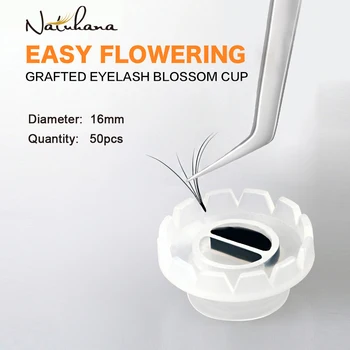 

NATUHANA 50pcs Disposable Eyelashes Blossom Cup Eyelashes Glue Holder Plastic Stand Quick Flowering For Eyelashes Extension