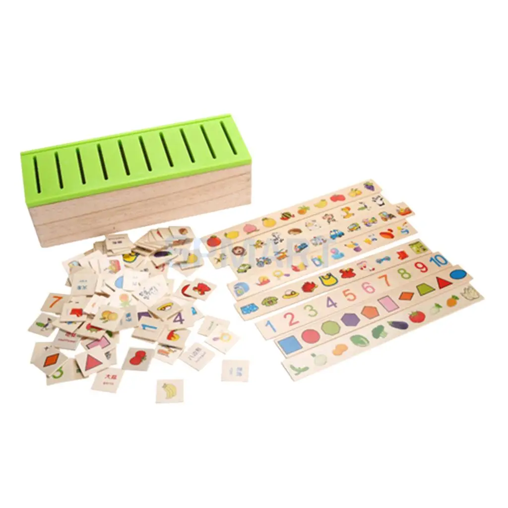Wooden Classification Toy Box Montessori Kids Pattern Matching Classify Toy